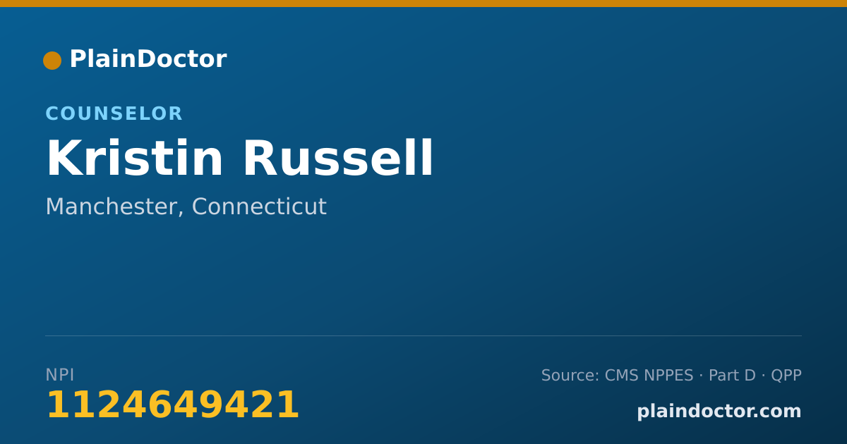Shareable card for Kristin Russell - Counselor, Manchester, CT