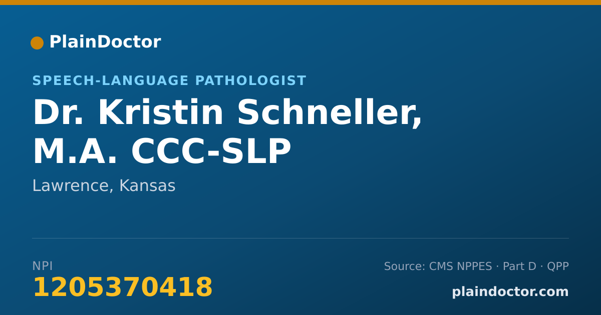 Shareable card for Kristin Schneller, M.A. CCC-SLP - Speech-Language Pathologist, Lawrence, KS
