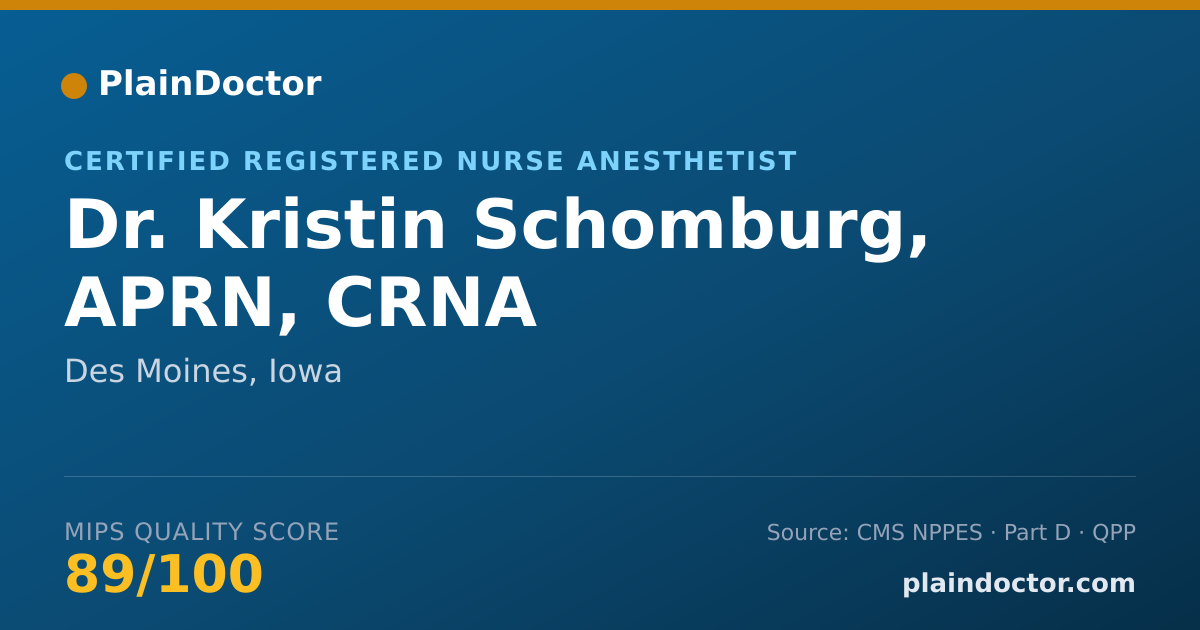 Shareable card for Kristin Schomburg, APRN, CRNA - Certified Registered Nurse Anesthetist, Des Moines, IA