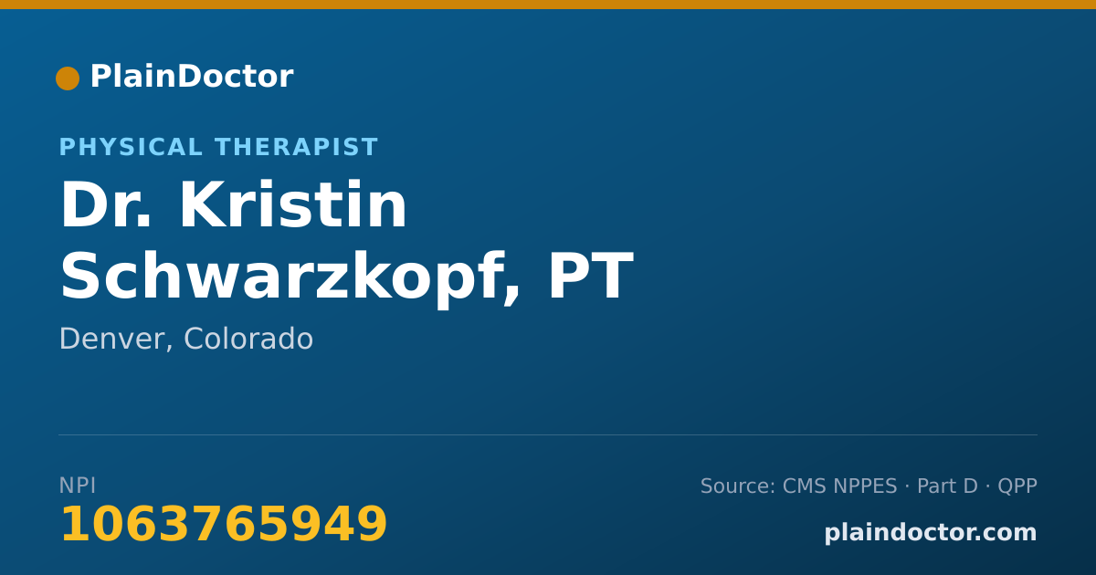 Shareable card for Kristin Schwarzkopf, PT - Physical Therapist, Denver, CO
