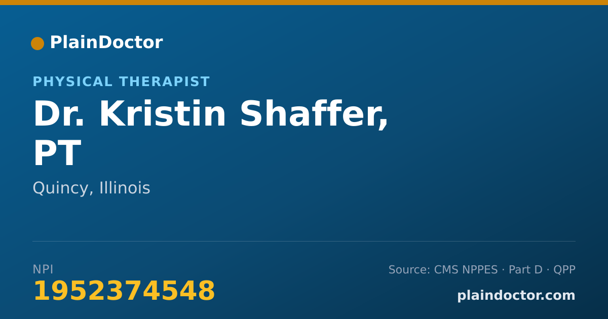 Shareable card for Kristin Shaffer, PT - Physical Therapist, Quincy, IL