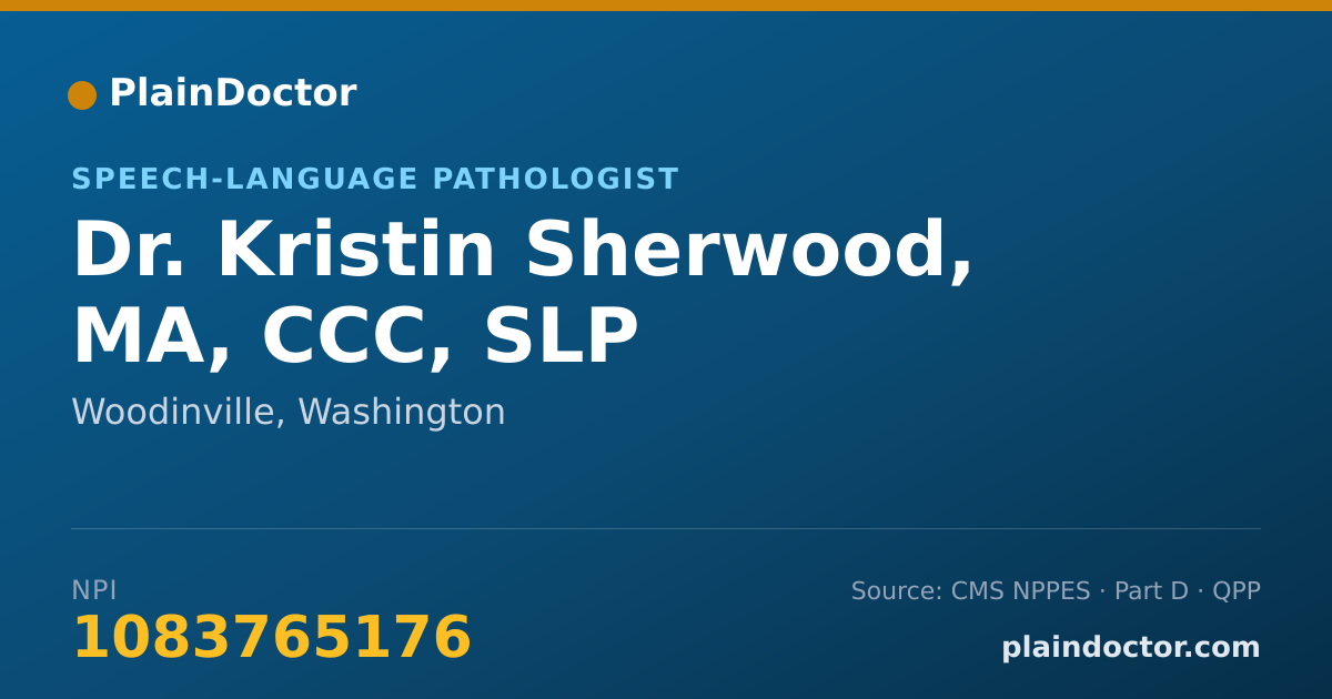 Shareable card for Kristin Sherwood, MA, CCC, SLP - Speech-Language Pathologist, Woodinville, WA