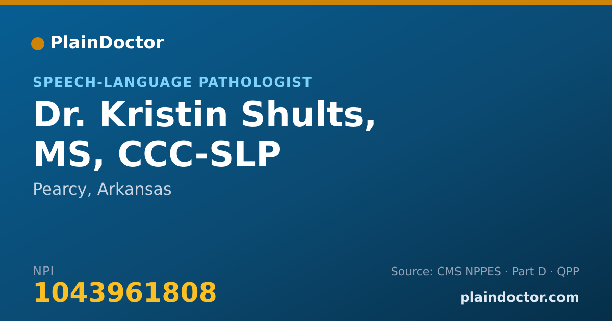 Shareable card for Kristin Shults, MS, CCC-SLP - Speech-Language Pathologist, Pearcy, AR