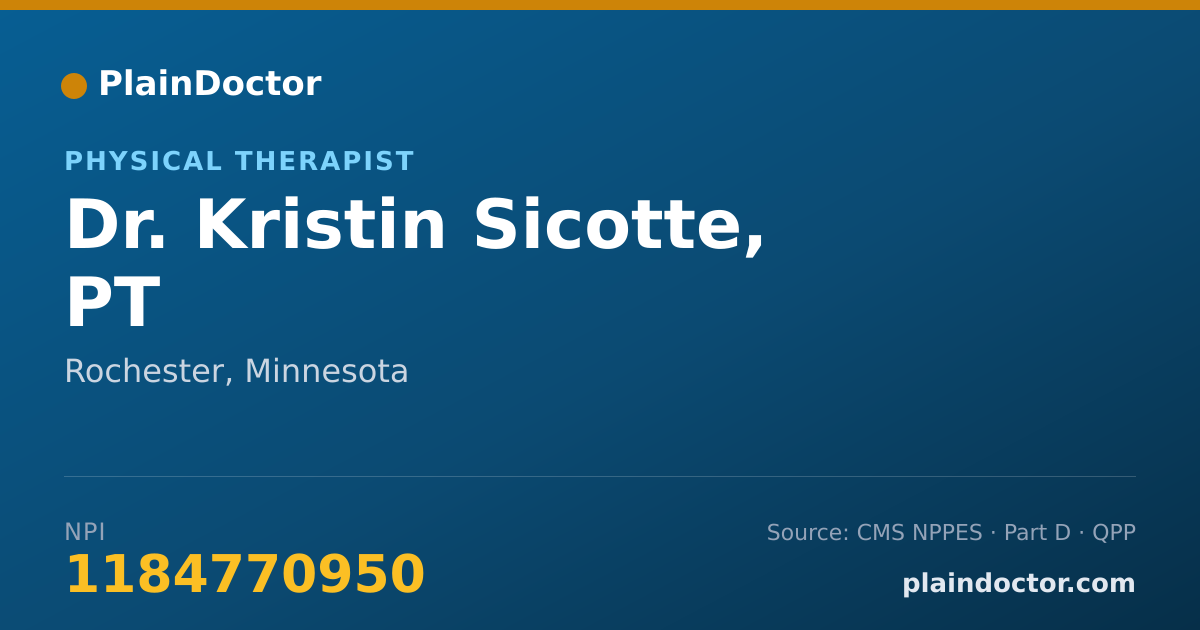 Shareable card for Kristin Sicotte, PT - Physical Therapist, Rochester, MN