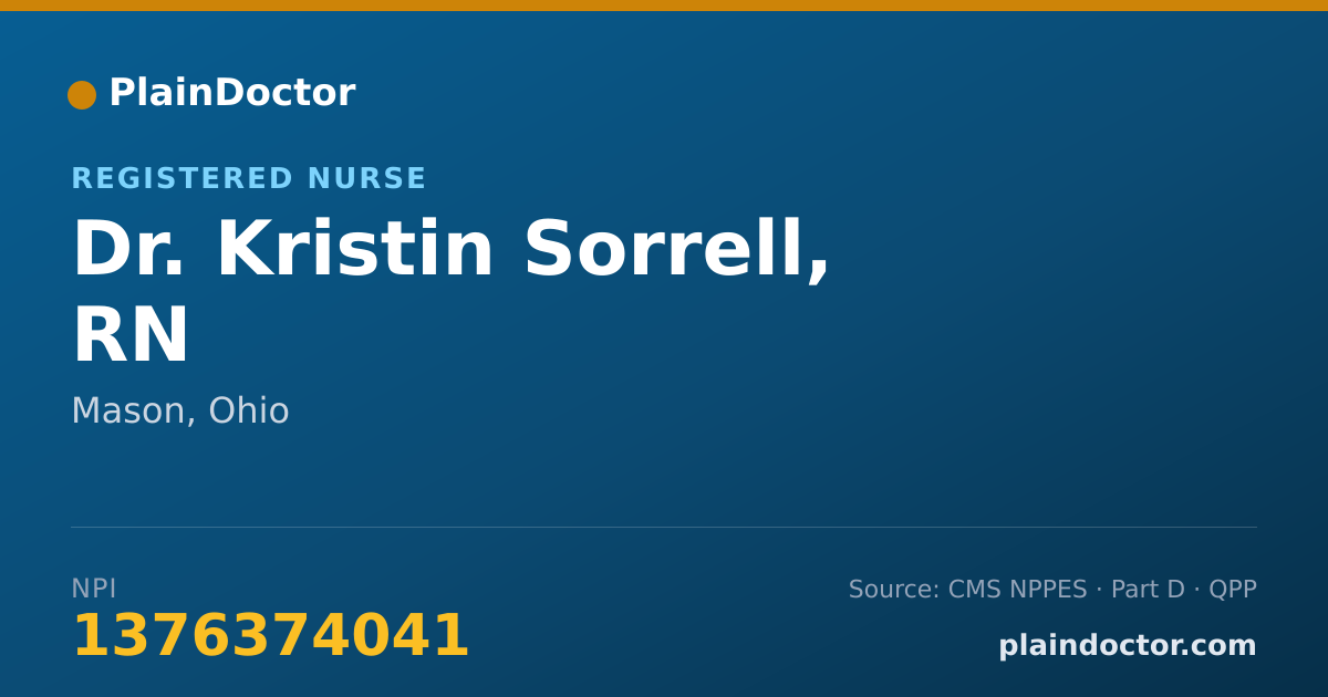 Shareable card for Kristin Sorrell, RN - Registered Nurse, Mason, OH