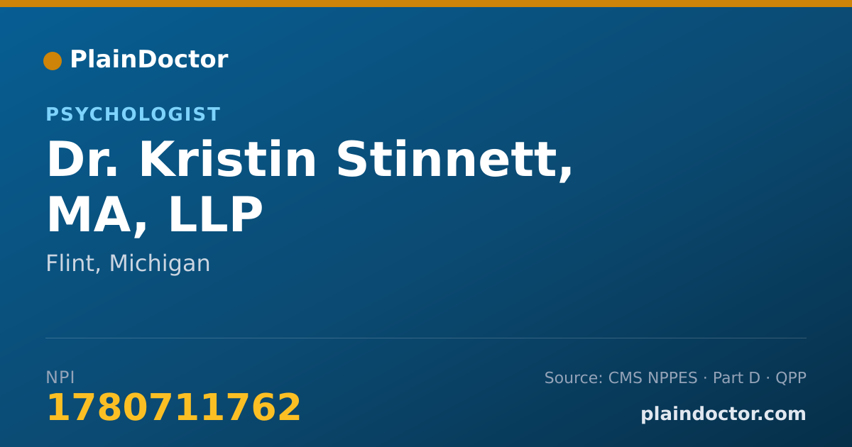 Shareable card for Kristin Stinnett, MA, LLP - Psychologist, Flint, MI