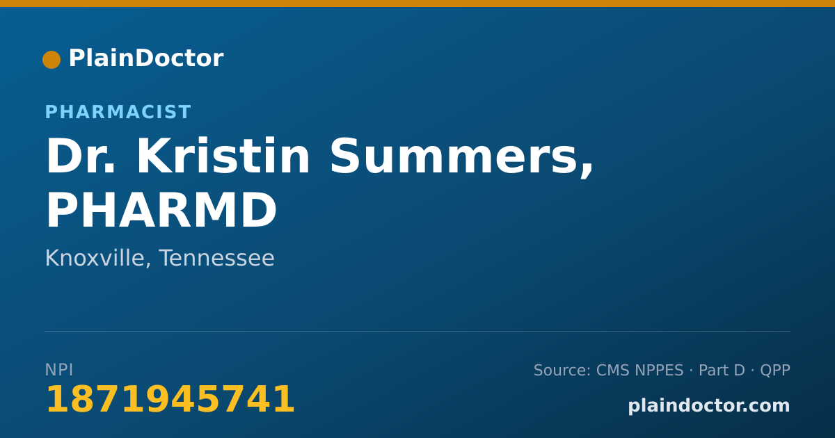 Shareable card for Kristin Summers, PHARMD - Pharmacist, Knoxville, TN