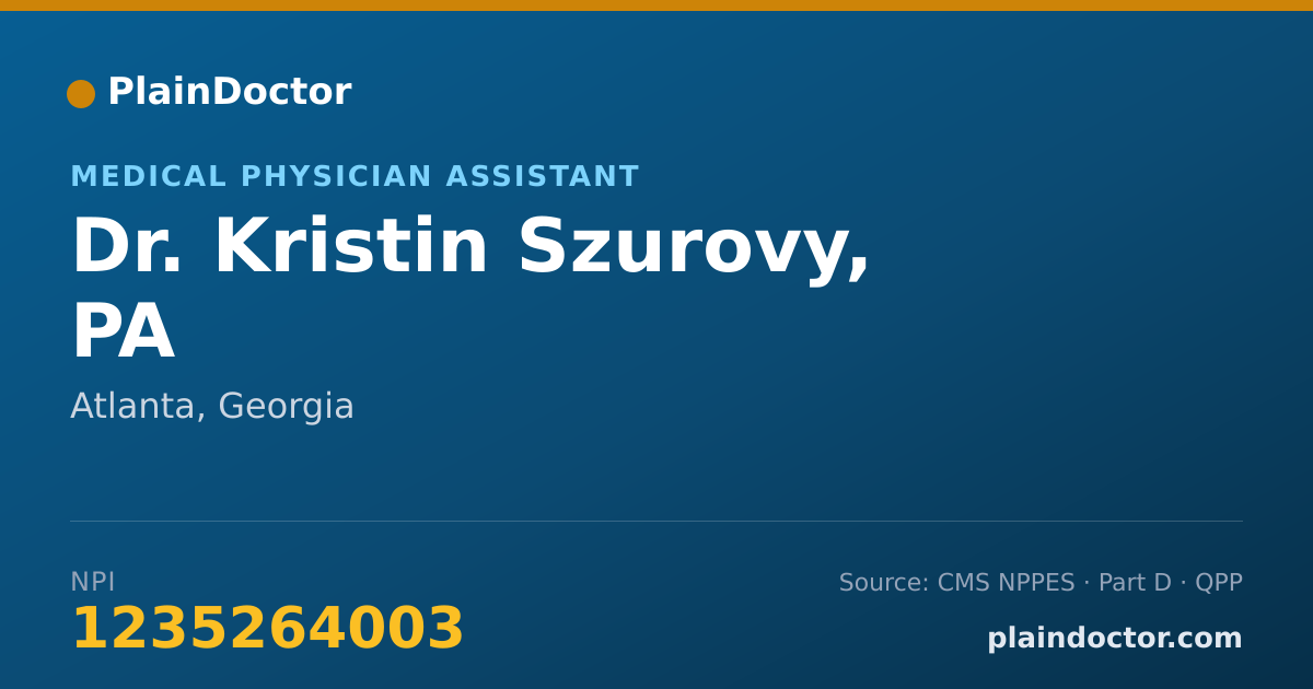 Shareable card for Kristin Szurovy, PA - Medical Physician Assistant, Atlanta, GA