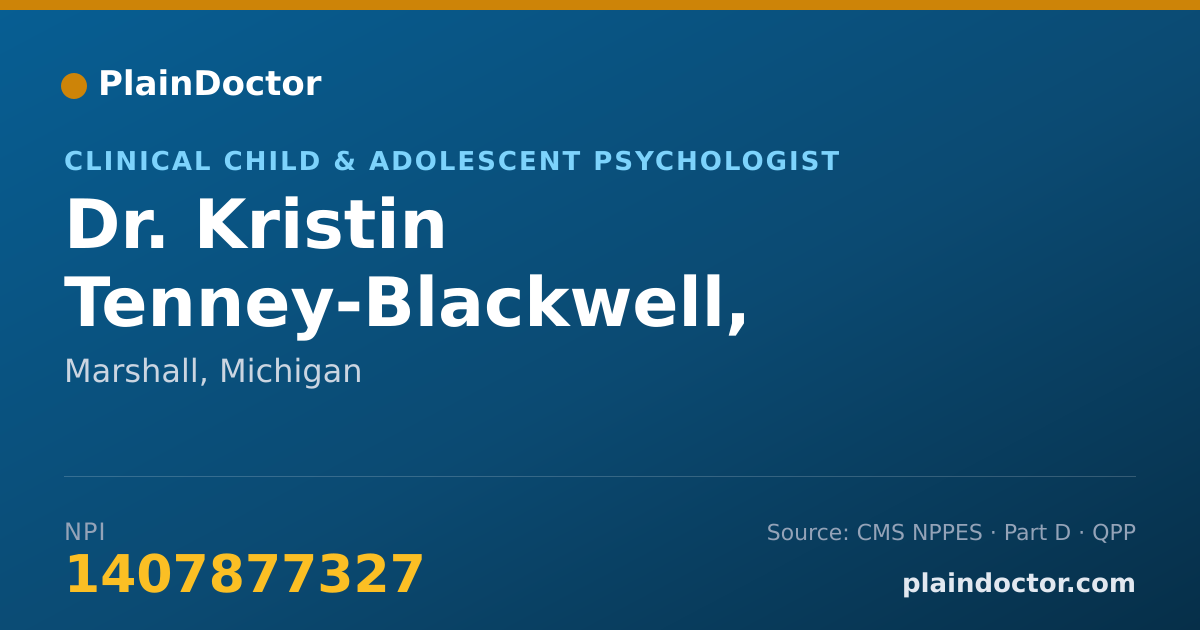 Shareable card for Kristin Tenney-Blackwell, M.A., TLLP - Clinical Child & Adolescent Psychologist, Marshall, MI