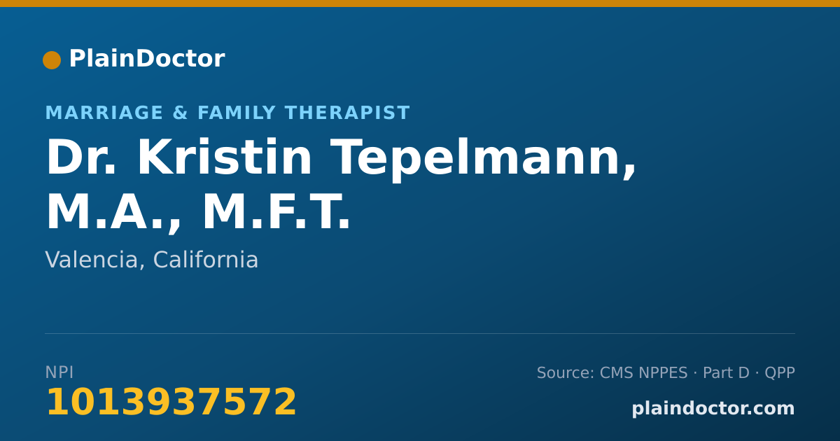 Shareable card for Kristin Tepelmann, M.A., M.F.T. - Marriage & Family Therapist, Valencia, CA