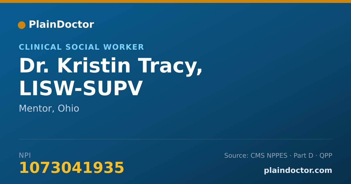 Shareable card for Kristin Tracy, LISW-SUPV - Clinical Social Worker, Mentor, OH