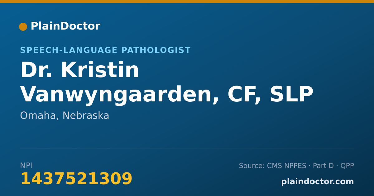 Shareable card for Kristin Vanwyngaarden, CF, SLP - Speech-Language Pathologist, Omaha, NE