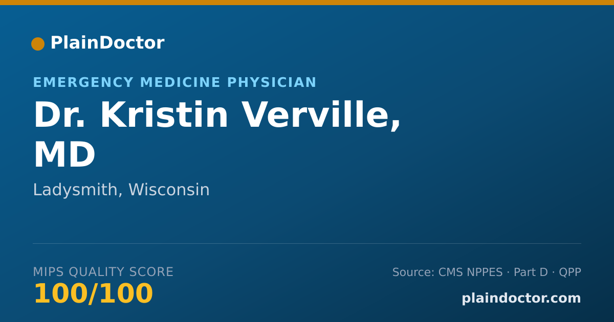 Shareable card for Kristin Verville, MD - Emergency Medicine Physician, Ladysmith, WI