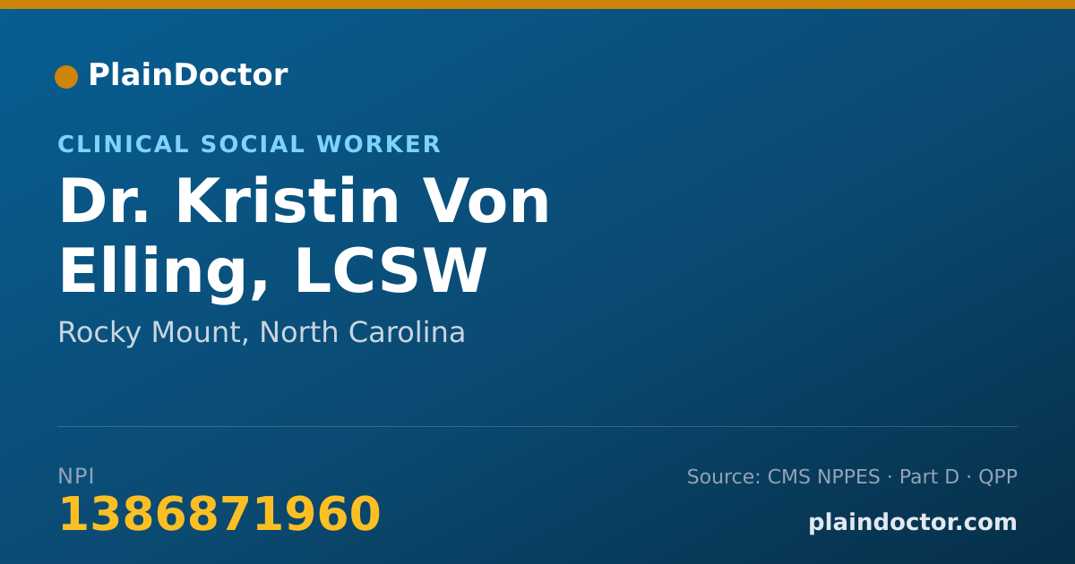Shareable card for Kristin Von Elling, LCSW - Clinical Social Worker, Rocky Mount, NC