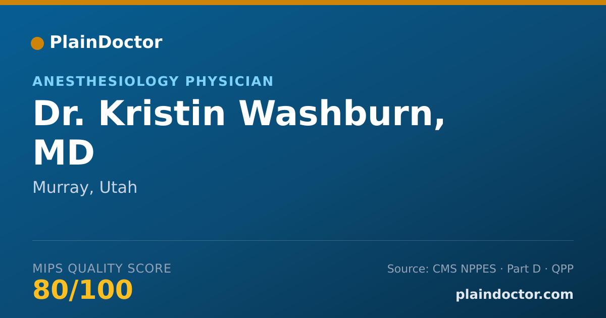 Shareable card for Kristin Washburn, MD - Anesthesiology Physician, Murray, UT