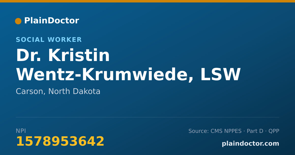 Shareable card for Kristin Wentz-Krumwiede, LSW - Social Worker, Carson, ND