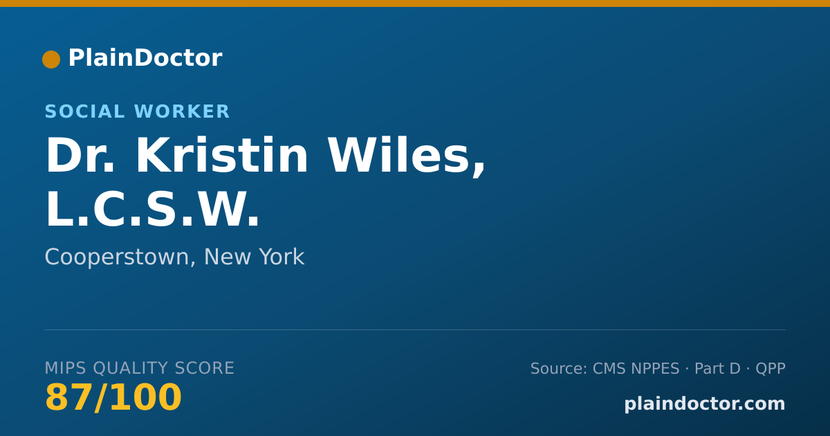 Shareable card for Kristin Wiles, L.C.S.W. - Social Worker, Cooperstown, NY