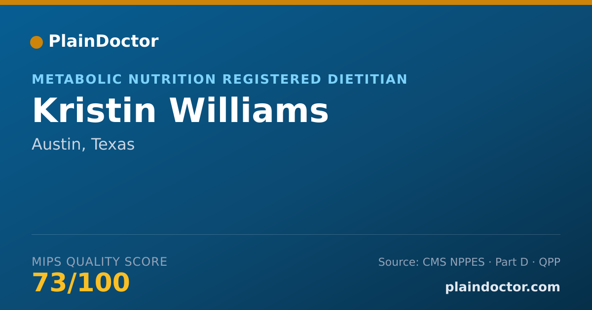 Shareable card for Kristin Williams - Metabolic Nutrition Registered Dietitian, Austin, TX
