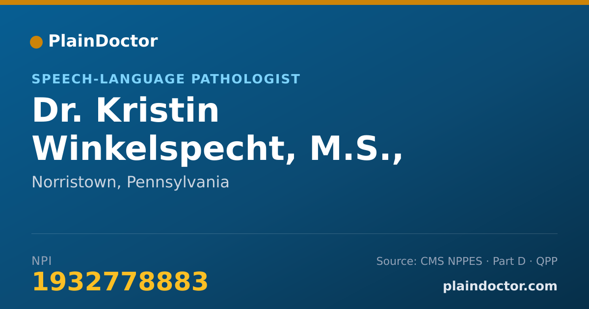 Shareable card for Kristin Winkelspecht, M.S., CCC-SLP - Speech-Language Pathologist, Norristown, PA