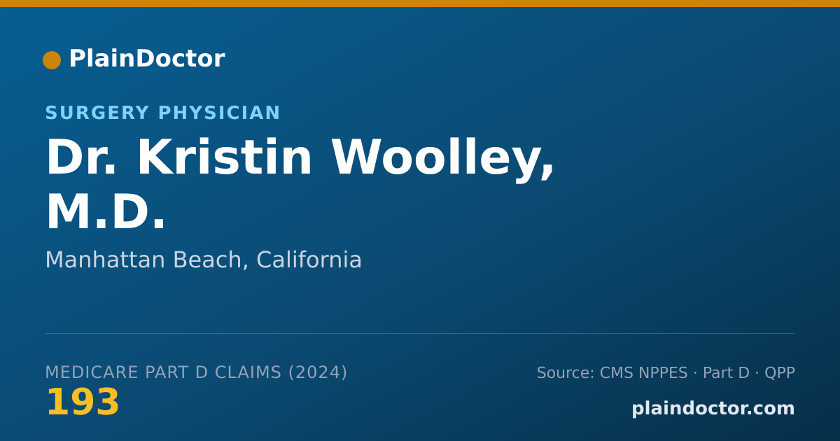 Shareable card for Kristin Woolley, M.D. - Surgery Physician, Manhattan Beach, CA