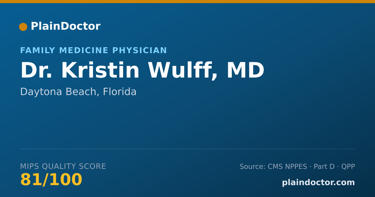 Shareable card for Kristin Wulff, MD - Family Medicine Physician, Daytona Beach, FL