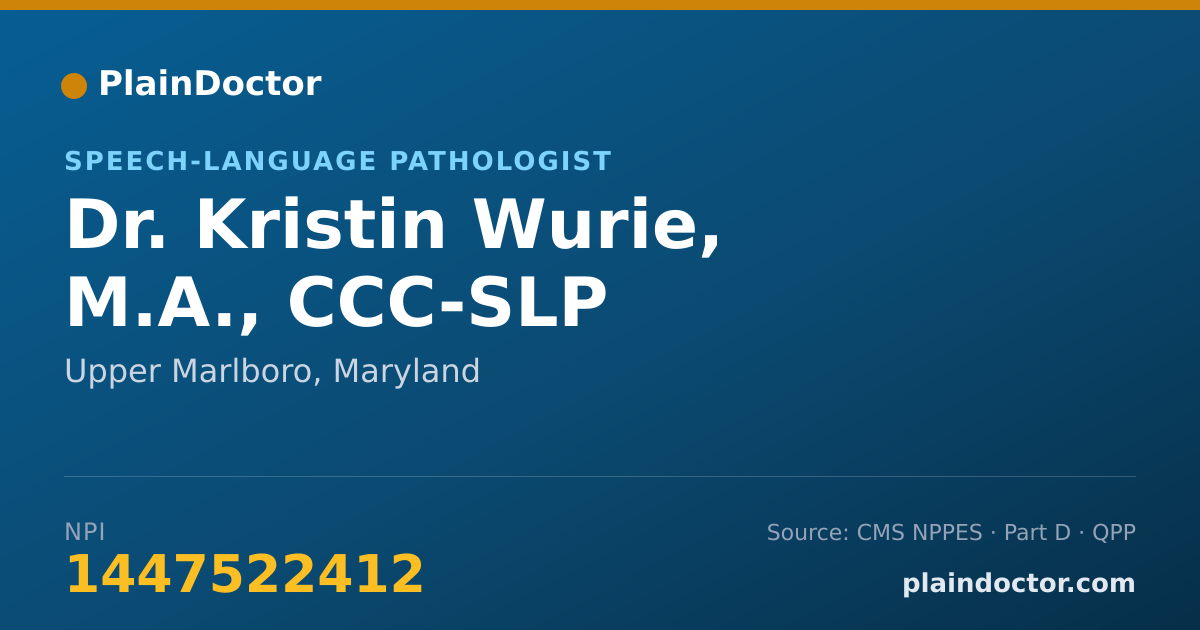 Shareable card for Kristin Wurie, M.A., CCC-SLP - Speech-Language Pathologist, Upper Marlboro, MD