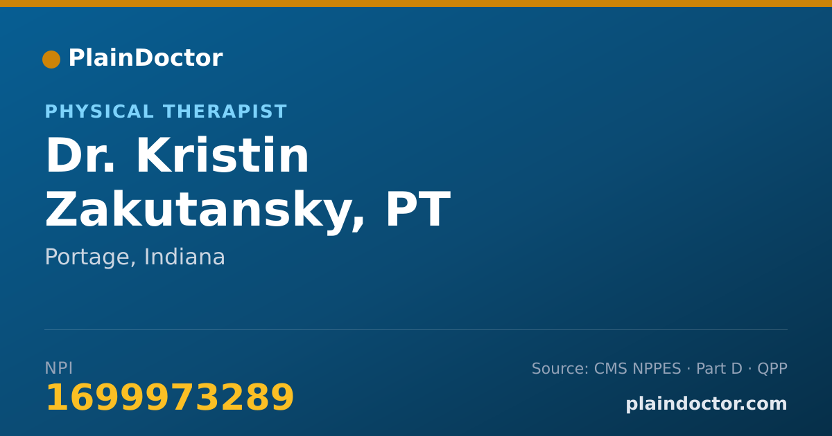 Shareable card for Kristin Zakutansky, PT - Physical Therapist, Portage, IN