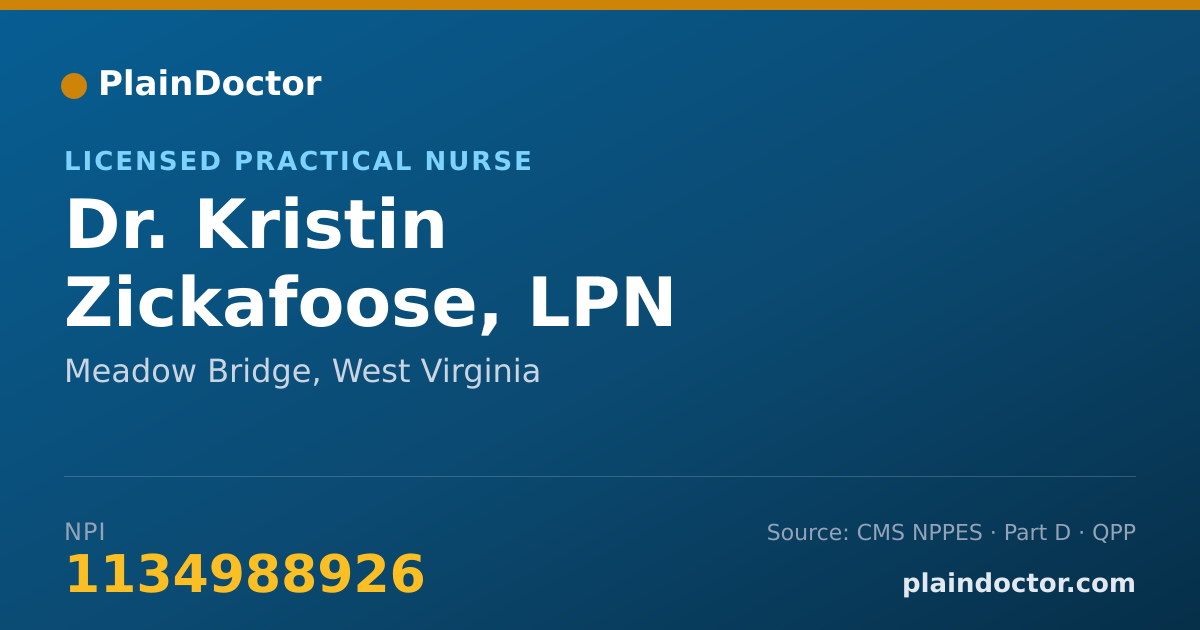 Shareable card for Kristin Zickafoose, LPN - Licensed Practical Nurse, Meadow Bridge, WV