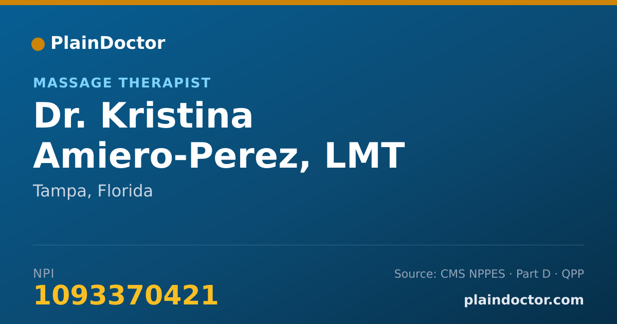 Shareable card for Kristina Amiero-Perez, LMT - Massage Therapist, Tampa, FL