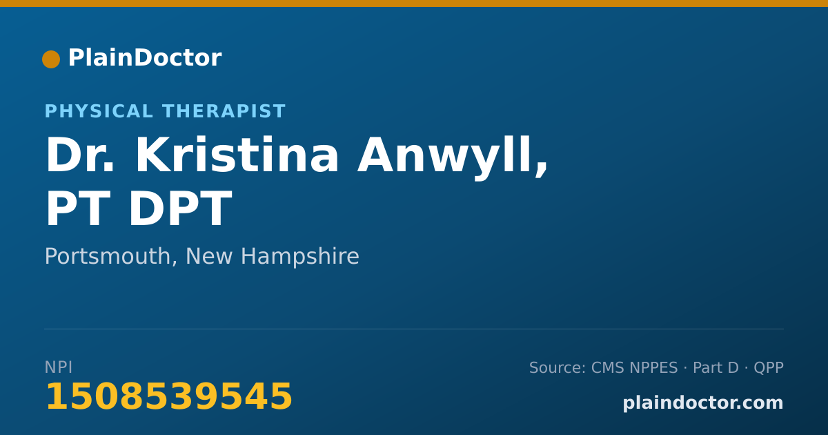 Shareable card for Kristina Anwyll, PT DPT - Physical Therapist, Portsmouth, NH