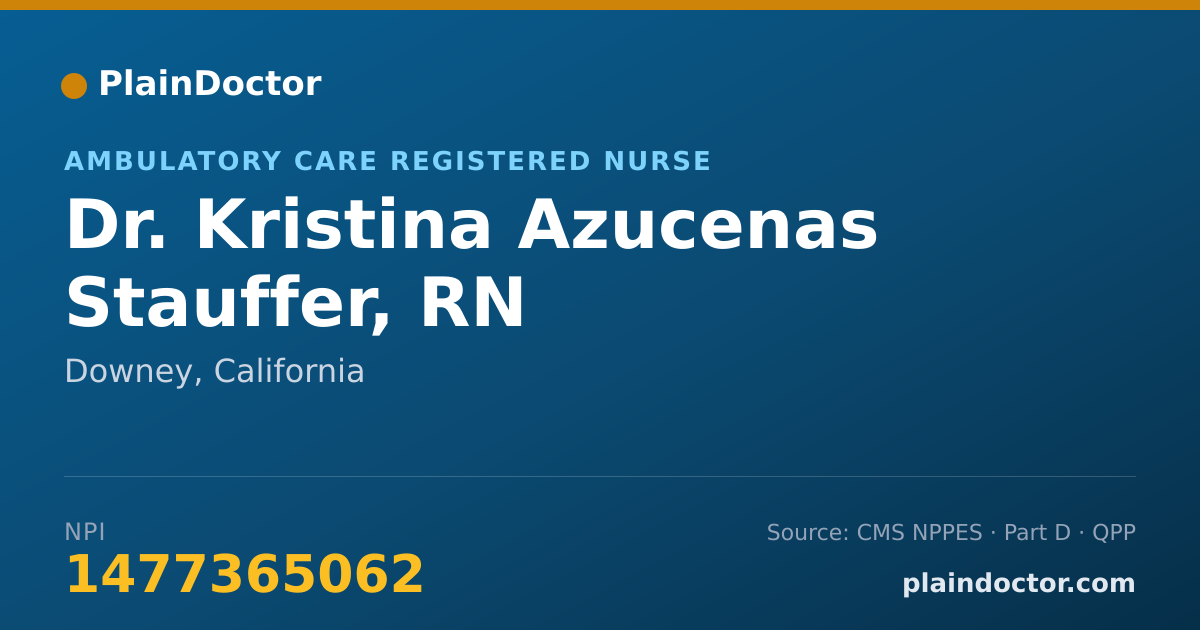 Shareable card for Kristina Azucenas Stauffer, RN - Ambulatory Care Registered Nurse, Downey, CA