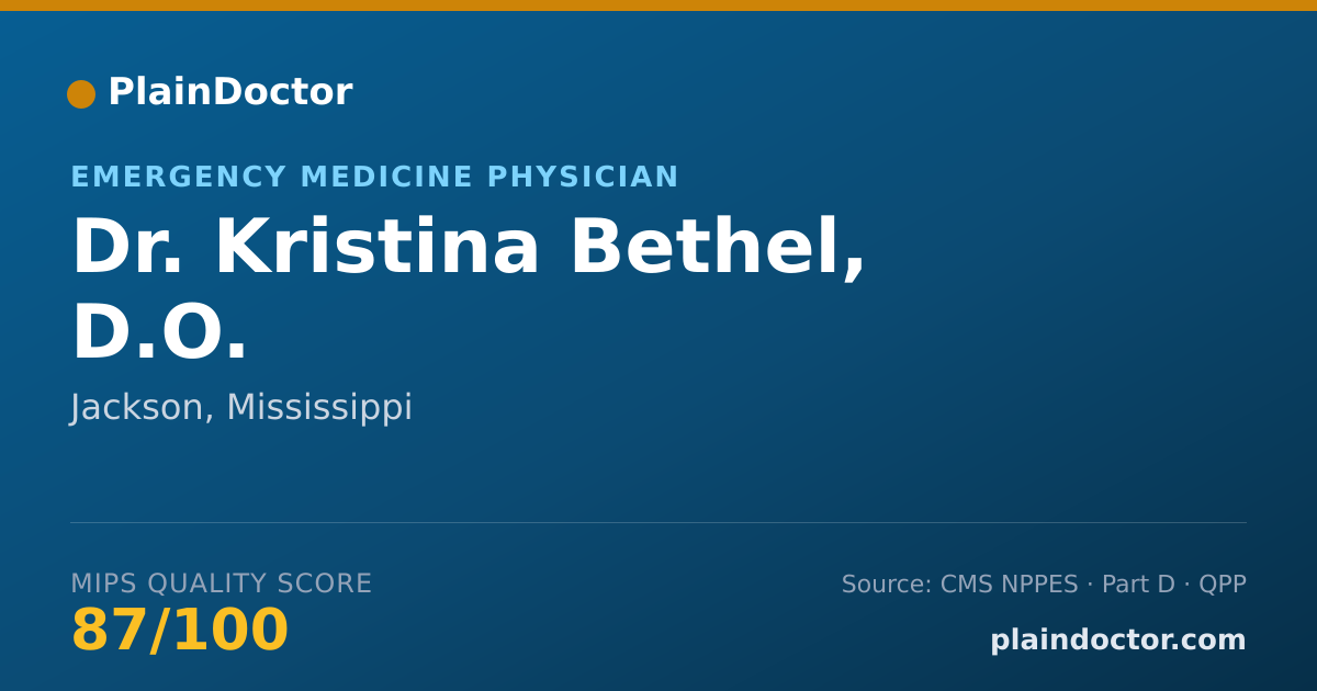 Shareable card for Kristina Bethel, D.O. - Emergency Medicine Physician, Jackson, MS