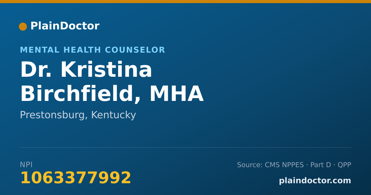 Shareable card for Kristina Birchfield, MHA - Mental Health Counselor, Prestonsburg, KY