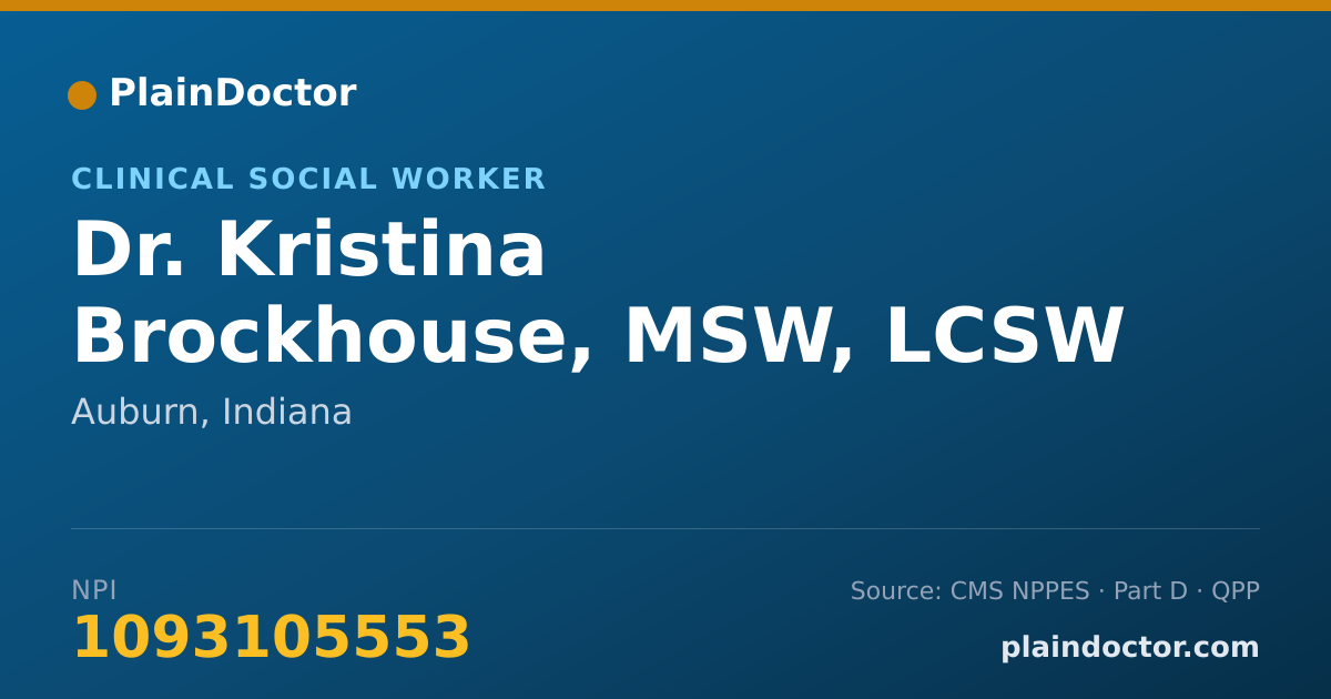 Shareable card for Kristina Brockhouse, MSW, LCSW - Clinical Social Worker, Auburn, IN