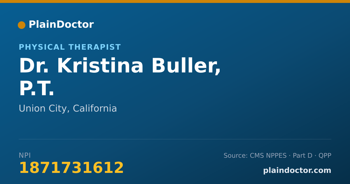 Shareable card for Kristina Buller, P.T. - Physical Therapist, Union City, CA