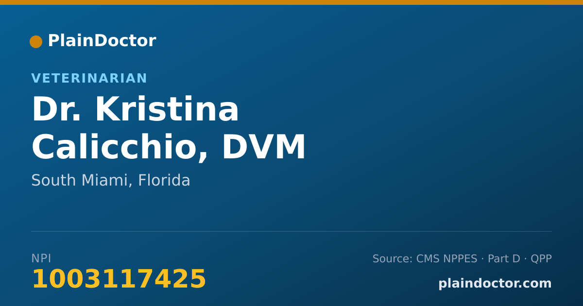 Shareable card for Kristina Calicchio, DVM - Veterinarian, South Miami, FL