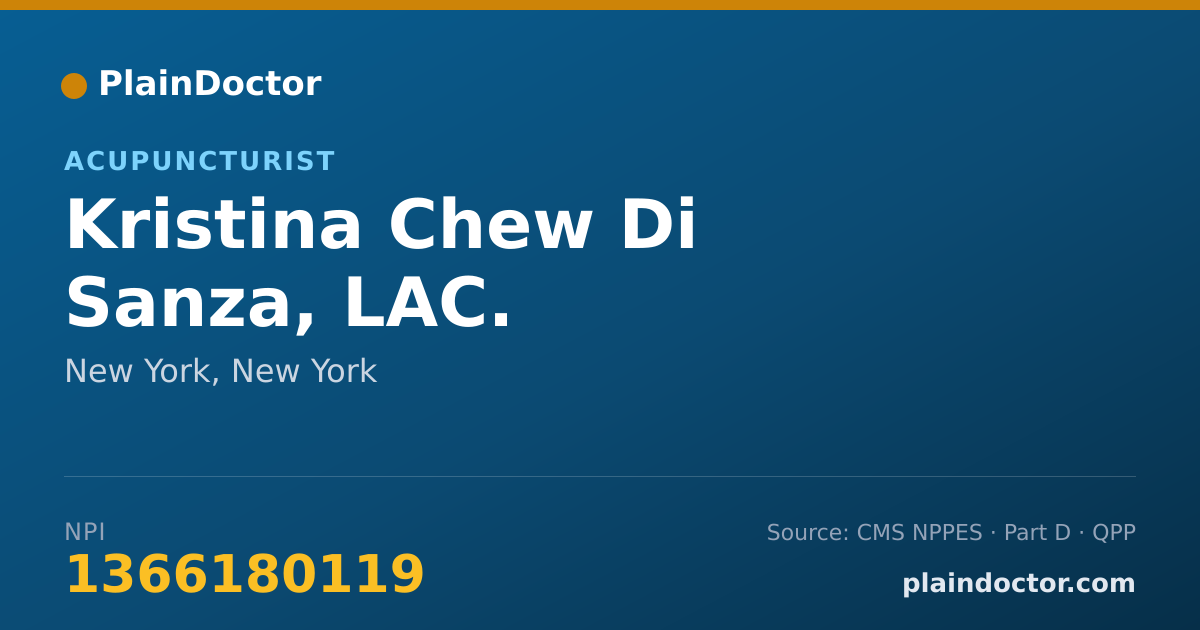 Shareable card for Kristina Chew Di Sanza, LAC. - Acupuncturist, New York, NY