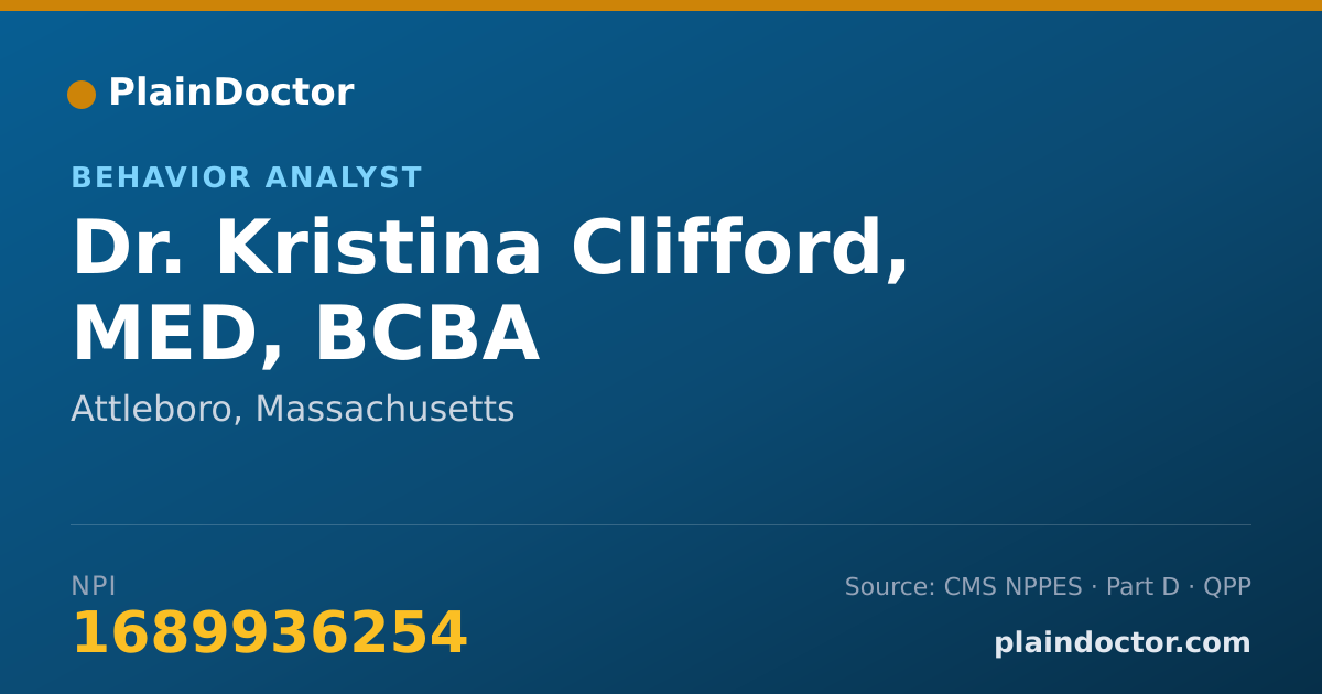 Shareable card for Kristina Clifford, MED, BCBA - Behavior Analyst, Attleboro, MA