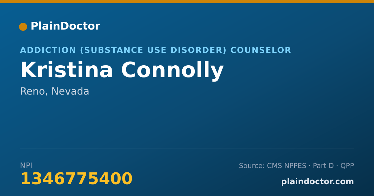 Shareable card for Kristina Connolly - Addiction (Substance Use Disorder) Counselor, Reno, NV