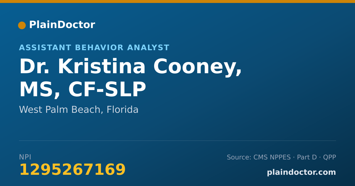 Shareable card for Kristina Cooney, MS, CF-SLP - Assistant Behavior Analyst, West Palm Beach, FL