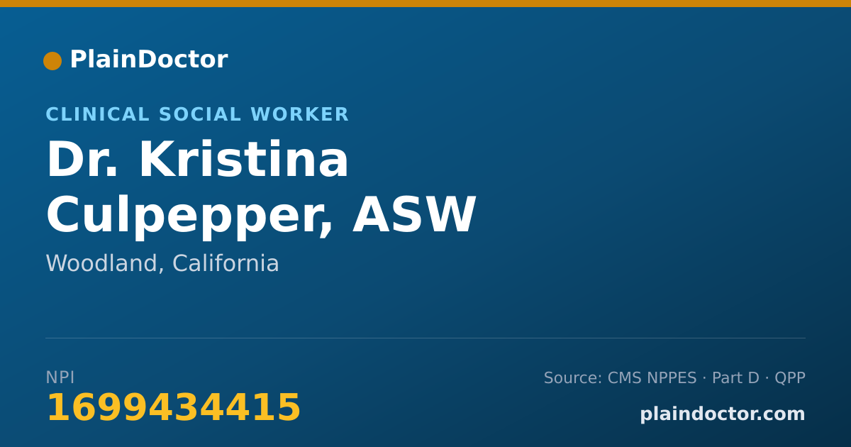 Shareable card for Kristina Culpepper, ASW - Clinical Social Worker, Woodland, CA