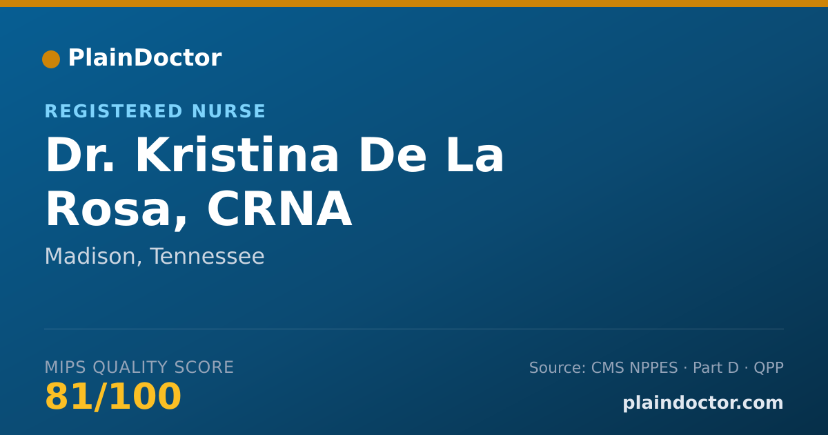 Shareable card for Kristina De La Rosa, CRNA - Registered Nurse, Madison, TN
