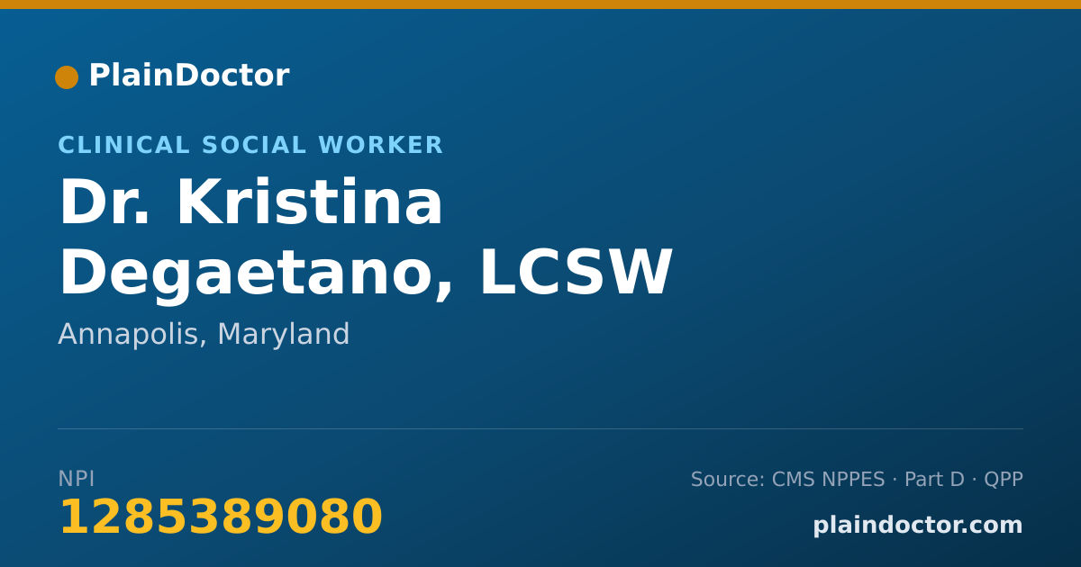 Shareable card for Kristina Degaetano, LCSW - Clinical Social Worker, Annapolis, MD