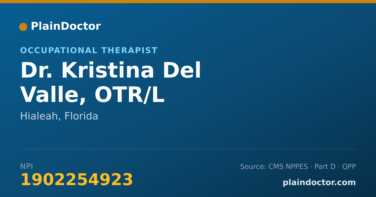 Shareable card for Kristina Del Valle, OTR/L - Occupational Therapist, Hialeah, FL