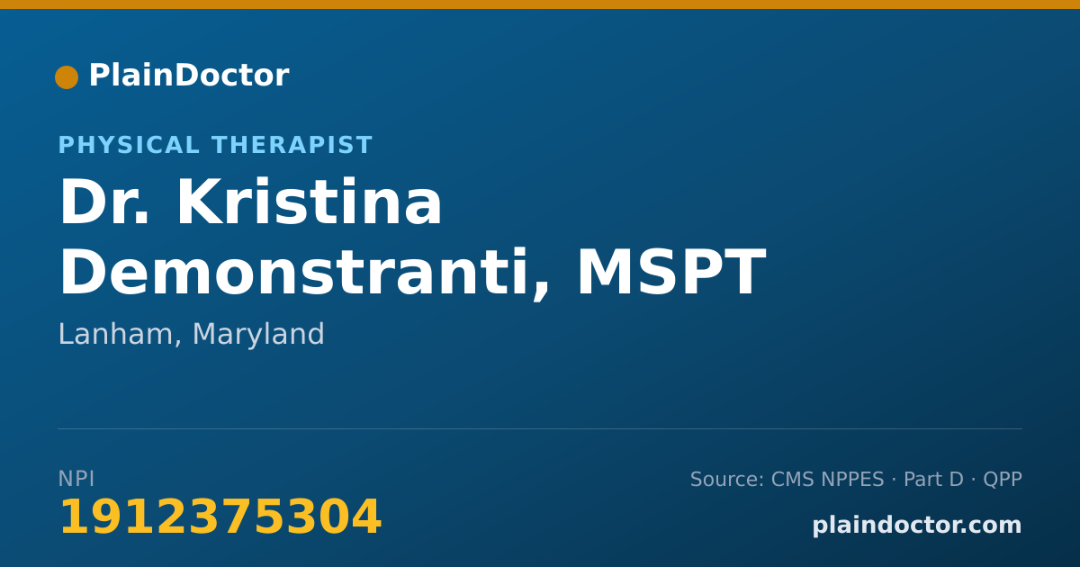 Shareable card for Kristina Demonstranti, MSPT - Physical Therapist, Lanham, MD