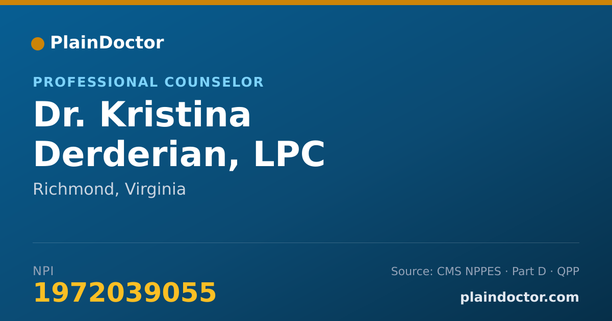 Shareable card for Kristina Derderian, LPC - Professional Counselor, Richmond, VA
