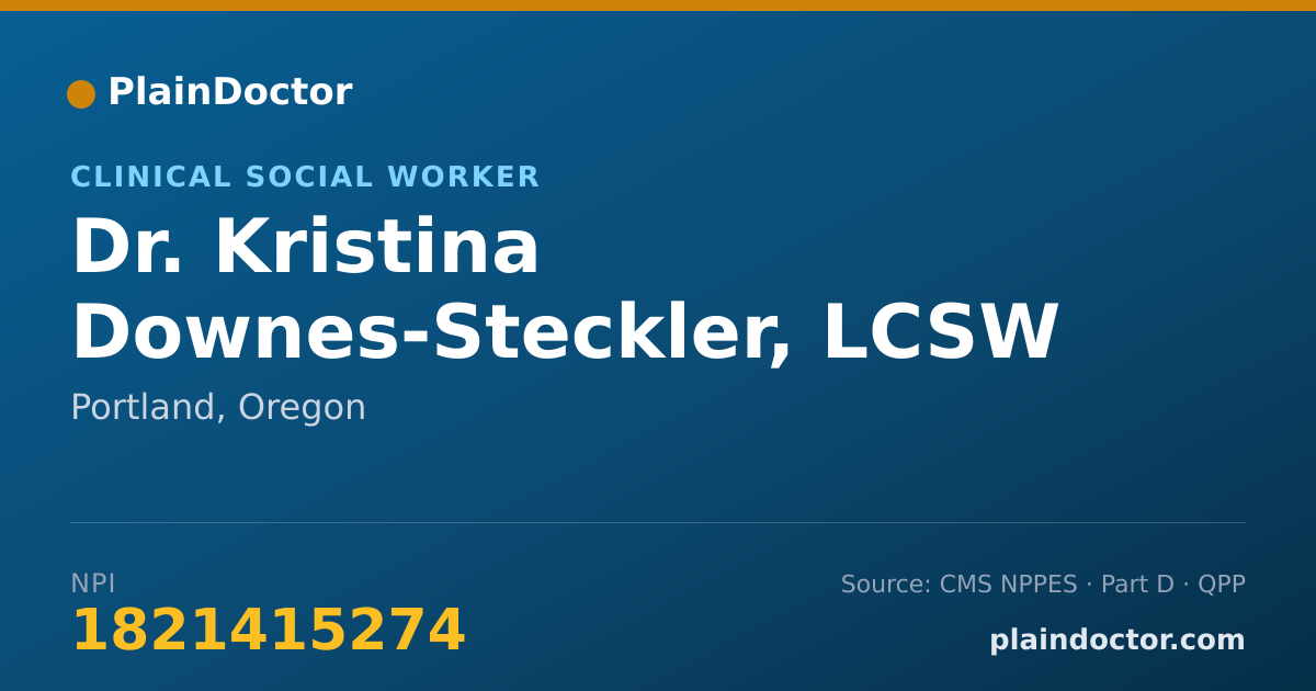 Shareable card for Kristina Downes-Steckler, LCSW - Clinical Social Worker, Portland, OR