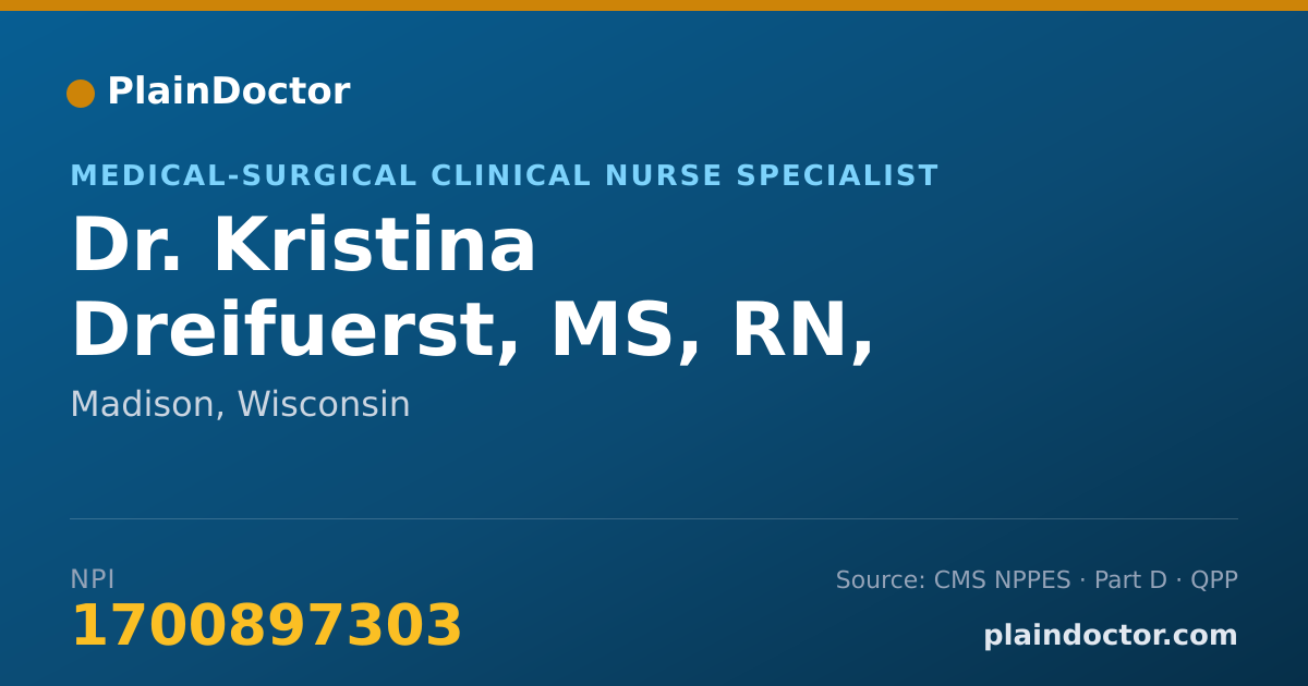 Shareable card for Kristina Dreifuerst, MS, RN, APRN, BC - Medical-Surgical Clinical Nurse Specialist, Madison, WI