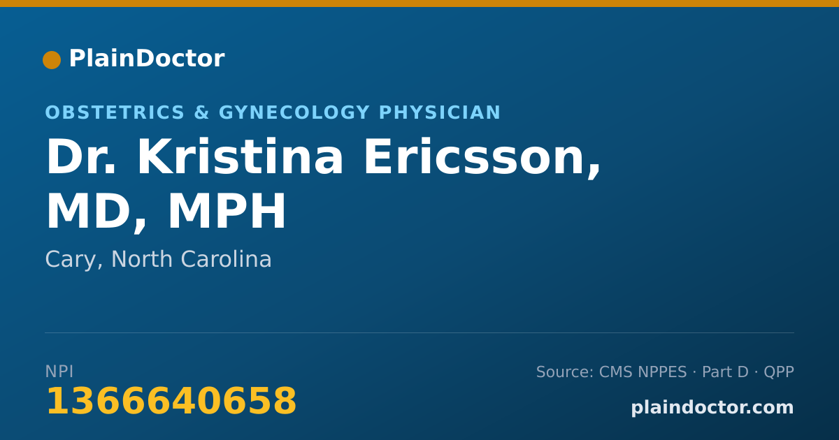 Shareable card for Kristina Ericsson, MD, MPH - Obstetrics & Gynecology Physician, Cary, NC
