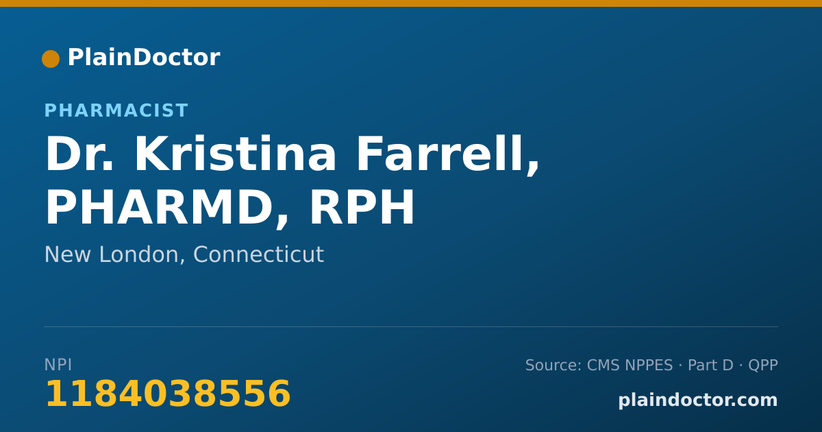 Shareable card for Kristina Farrell, PHARMD, RPH - Pharmacist, New London, CT